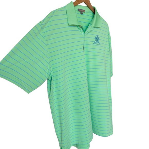 Peter Millar Men's XL Summer Comfort Green Striped Polo Shirt Short Sleeve Golf - Picture 4 of 11